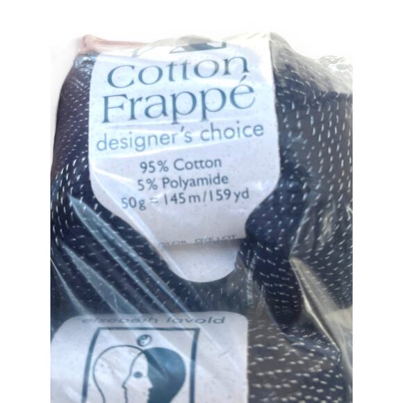 Lot 10 Skeins Elsebeth Lavold COTTON FRAPPE Yarn | #005 Navy & Silver - Picture 2 of 5